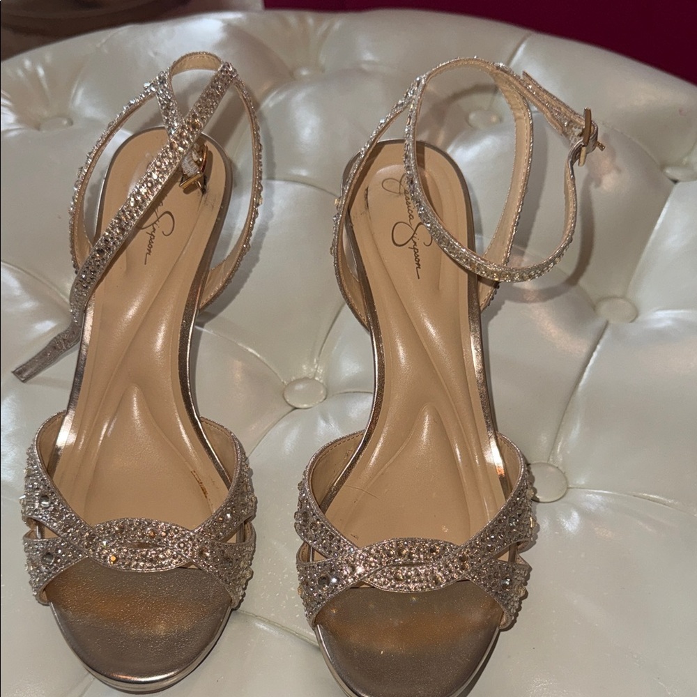 Jessica Simpson Glittering Gold Heels